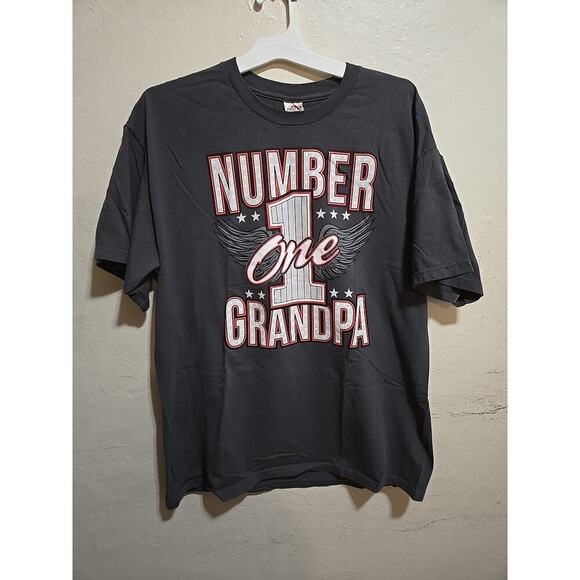 Number 1 Grandpa T Shirt Mens XL Short Sleeve Gray Wings - Picture 2 of 11